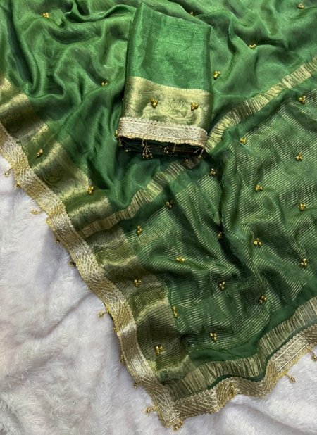 Ktd 3030 Fandy Chiffon With Ghughri Hand Work Saree